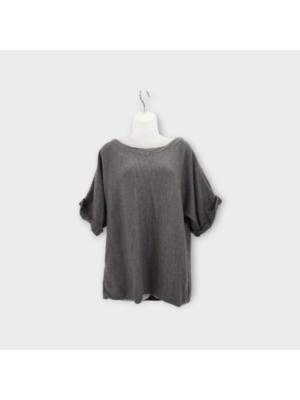 Eileen Fisher Italian Merino Wool Gray Dolman Sleeve Oversized Sweater Size L